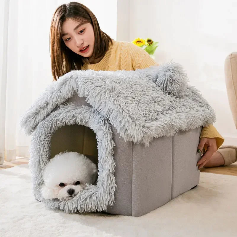 Casa de cachorro dobrável canil cama tapete