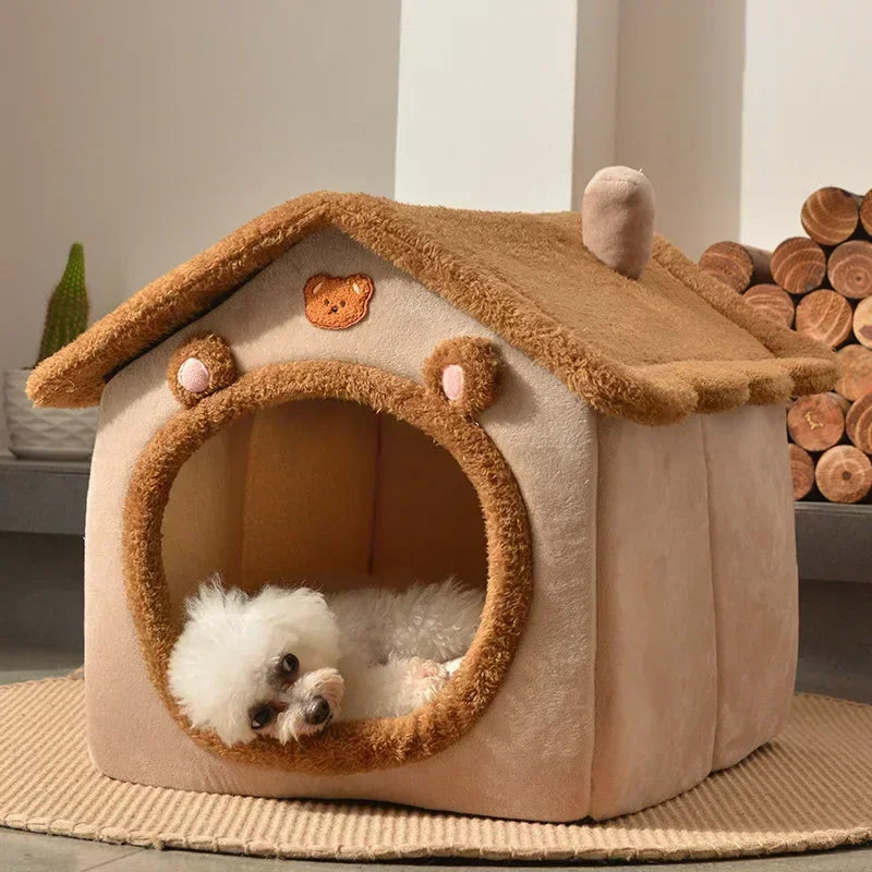 Casa de cachorro dobrável canil cama tapete