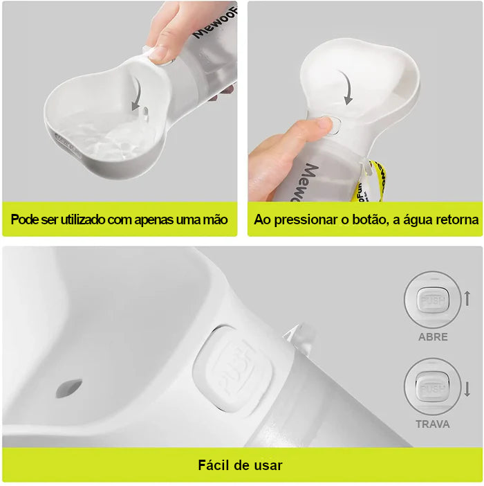 Garrafa de água portátil para cães à prova de vazamentos